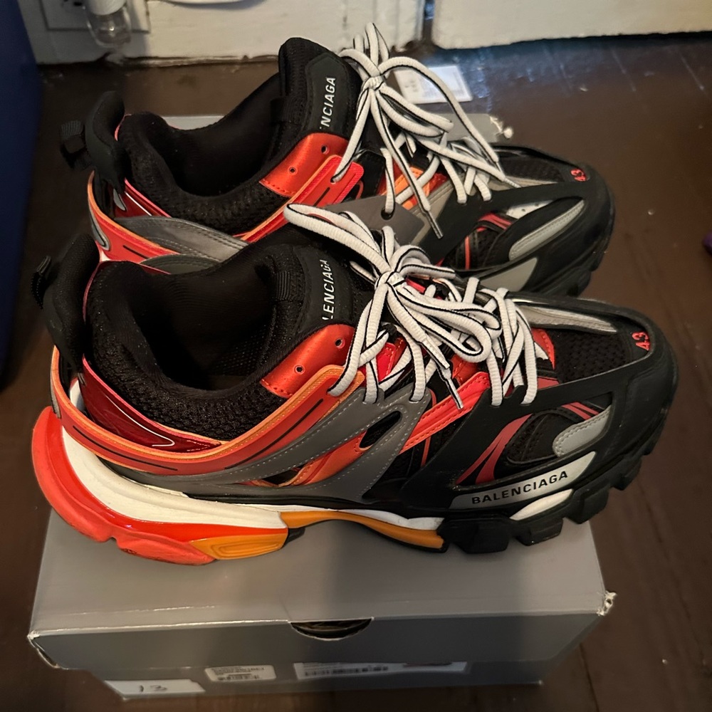 Balenciaga orange and black track sneaker
